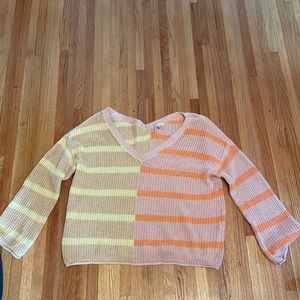 american eagle color block and striped knit sweater